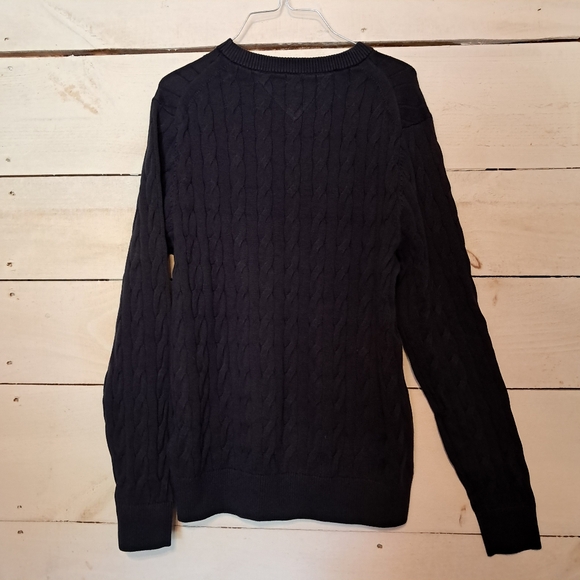 Tommy Hilfiger Mens Cable Knit Sweater Navy Blue Size Small Crew Neck NWT - Picture 2 of 6